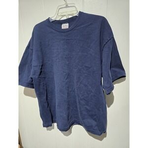 Vtg Grunge Heavyweight T Shirt XL Boxy Pluma 90s Y2K Navy Blue Made In USA